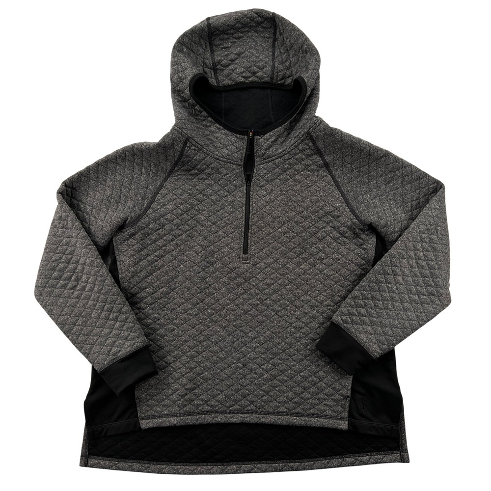 Smartwool Diamond Peak Quilted Pullover Women Large Gray Merino Wool Half Zip